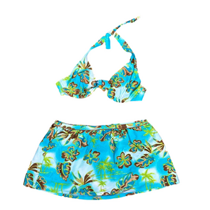 🌹 Aqua Rose 🌹 NWOT Swimsuit Bikini Top & Bikini Skirt Bottom